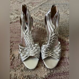 Joan & David Silver Heels with Intricate Design